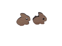 Small Wood Bunny Stud Earrings