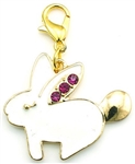 Gold and Pink Enamel Bunny Charm