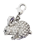 Large White Crystal Bunny Charm