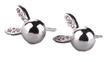 .925 Sterling Silver Round Ball Bunny Stud Earrings