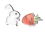 .925 Sterling Silver Rabbit & Carrot Stud Earrings