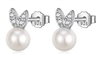 .925 Sterling Silver Crystal and Pearl Bunny Stud Earrings