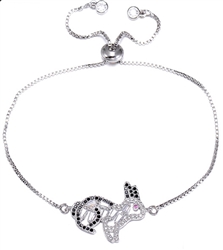 Black and White Crystal Bunny Chain Bracelet