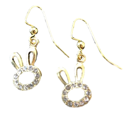 Gold Dangle Bunny Earrings