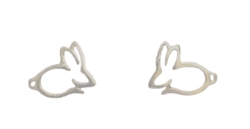 .925 Sterling Silver Bunny Silhouette Stud Earrings