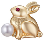 Gold Bunny with Pearl Pin