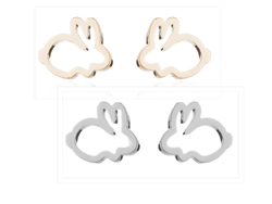 Silver or Gold Bunny Stainless Steel Stud Earrings