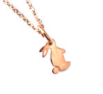 .925 Sterling Silver Rose Color Rabbit Pendant Necklace
