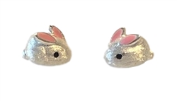.925 Sterling Silver Tiny Bunny Stud Earrings