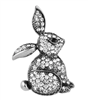 Silver and Crystal Rabbit Pin/Brooch