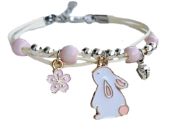 Pink and White Bunny Bracelet