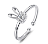 .925 Sterling Silver and CZ Bunny Adjustable Ring
