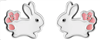 .925 Sterling Silver Pink Tail Bunny Stud Earrings
