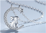 Moon & Star Bunny Necklace