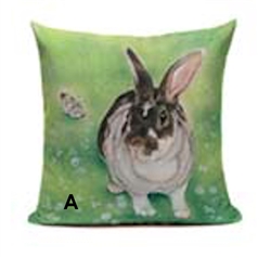 Linen Bunny Throw Pillow Case