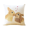 Linen Kissing Bunnies Throw Pillow