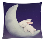 All Things Bunnies Linen Sleeping Bunny Throw Pillow