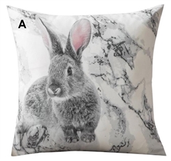 Grey and White Bunny Throw Pillow
