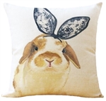 Linen Holland Lop Bunny Throw Pillow