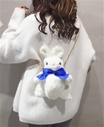 White Fuzzy Bunny Purse/Backpack