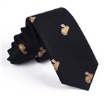 Mens Black Jacquard Rabbit Pattern Tie