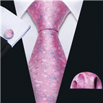 Mens Silk Rabbit Pattern Tie/Handkerchief/Cufflink Set