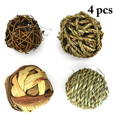 4 Piece Natural Ball Chew Toys