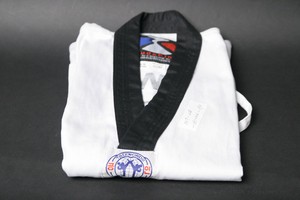 ** CLEARANCE ** Taekwondo Uniform Top (ribbed) with Black Collar- size 1