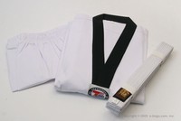 Ribbed Taekwondo Uniform Set with Black Collar