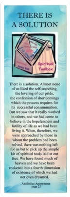 There Is a Solution AA laminated recovery bookmark featuring the Big Book passage from Alcoholics Anonymous