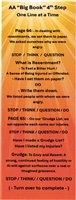AA Big Book 4th Step Guide paper recovery bookmark