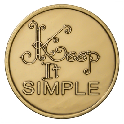 Recovery Slogan Bronze Medallion featuring Keep It Simple and the serenity prayer - BRM 73