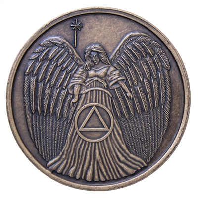 AA Recovery Angel antique bronze medallion
