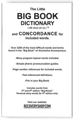 AA Big Book Dictionary and Concordance - Paperback Booklet | Created by Recovery Emporium