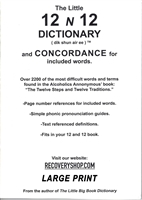 Large Print -  Alcoholics Anonymous - 12 N 12 DICTIONARY - Paperback Booklet | Created by Recovery Emporium