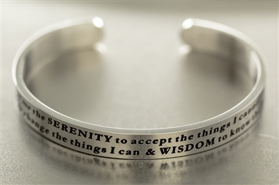 Stainless Steel Bangle Bracelet -or Cuff Bracelet  with the Serenity Prayer | RecoveryShop