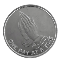 One Day At A Time - Praying Hands Aluminum Serenity Prayer Coin