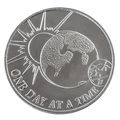 One Day at a Time - Sun, Earth and Moon Recovery Coin with Sereninty Prayer