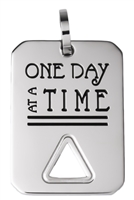 Rectangular Polished Stainless Steel Pendant with One Day At A Time and  Triangle Cut-Out - AA Gifts