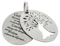 Stainless Steel Two Piece Tree of Life Pendant with Serenity Prayer