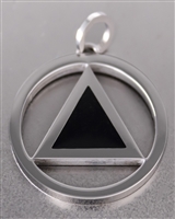 Stainless Steel AA Logo Pendant with Black Enamel Inlay