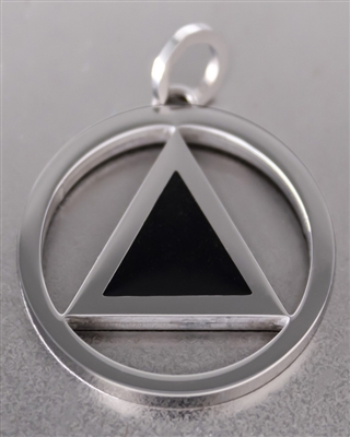 Stainless Steel AA Logo Pendant with Black Enamel Inlay