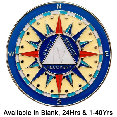 Compass - Painted AA Anniversary Medallion with AA Logo | $14.00 ea