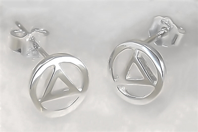 Sterling Silver - AA Circle Triangle Logo - Post Earrings (pair)