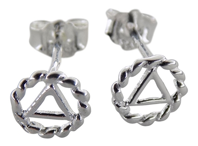 Sterling Silver Spiral Circle-Triangle AA Logo - Post Earrings (pair)