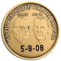 Engraved AA Coin featuring Bill Wilson and Dr. Bob and a custom engraved sobriety date - Recovery Shop