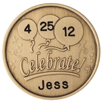 Custom Engraved AA Coin - Celebrate - with balloons and sobriety date