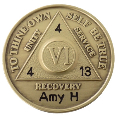 AA Custom Engraved Coin featuring an Anniversary Date by Recovery Emporium - Recovery Shop