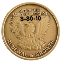 Custom Engraved Out of the Ashes of Addiction Bronze Inspirational Medallion