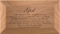 Red alder wooden God Box engraved with the AA 3rd Step Prayer